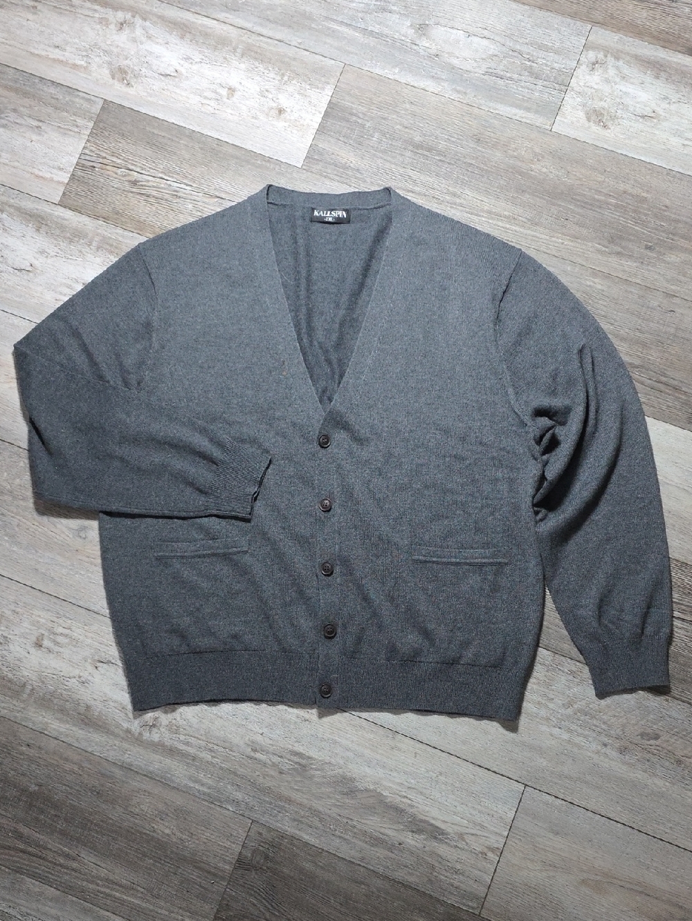 Kallspin Men's Wool, Cashmere Blend Preppy V-neck Cardigan Sweater Sz XXL